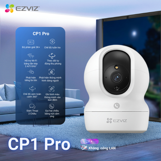 Camera WIFI EZVIZ CP1 Pro 3MP / 4MP Quay Quét 360 Độ, Chạm để gọi, Ghi hình màu đêm thông minh