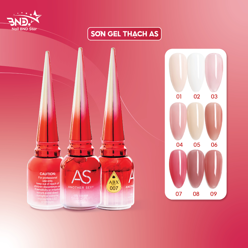 Sơn gel thạch AS chính hãng 9 màu mã ABX - Sơn móng tay tone hồng nude dung tích 15ml (lẻ 1 chai)