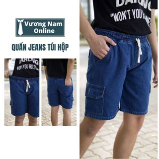  Quần short jean nam Lưng Thun Túi Hộp TREND chất bò denim VNO143 