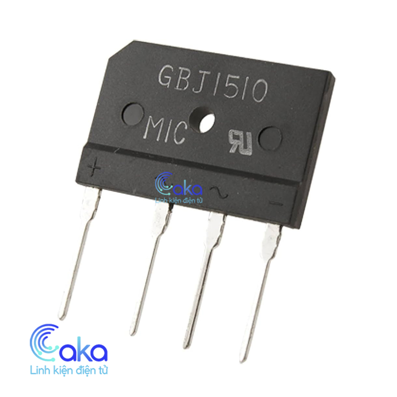 Cầu diode 15A 1000V GBJ1510 4 chân xuyên lỗ thẳng hàng
