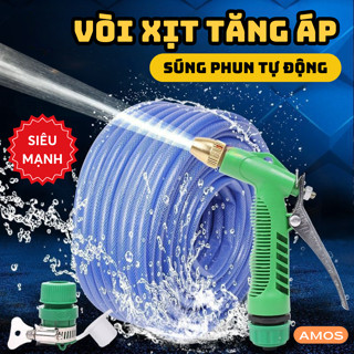 Vòi Xịt Tăng Áp AMOS 8 Chế Độ Xịt Rửa Xe Gia Đình, Tưới Cây, Dọn Dẹp Rửa Sân Kèm Súng Phun Tự Động