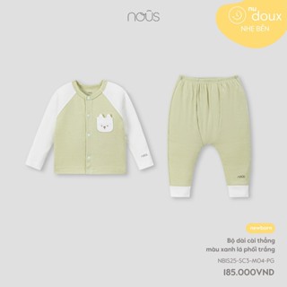 Nous Newborn Bộ quần áo sơ sinh dài tay cài thẳng dài phối họa tiết cho bé trai bé gái 0 -3 tháng