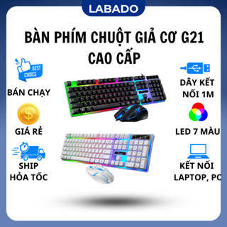 Bàn phím G21 kèm chuột có dây với đèn Led 7 màu, combo bàn phím chuột giả cơ gaming giá rẻ LABADO