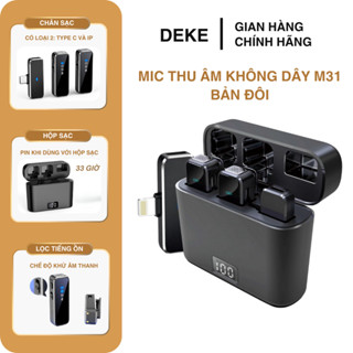 Mic Thu Âm Không Dây Cho Điện Thoại M31, Bật Tắt Lọc Ồn - Micro Ghi Âm Cài Áo, Quay Video, Làm Vlog ,Livestream