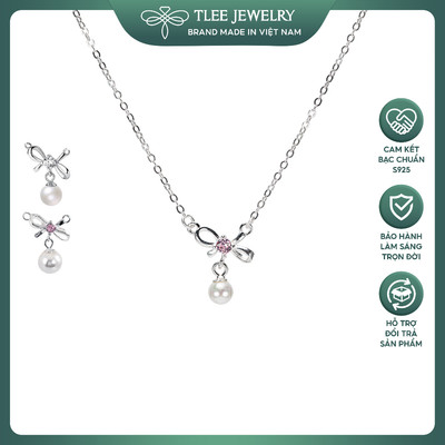 Dây chuyền bạc nữ TLEE mặt nơ đính đá treo tua trai nữ tính TLEE JEWELRY D0330