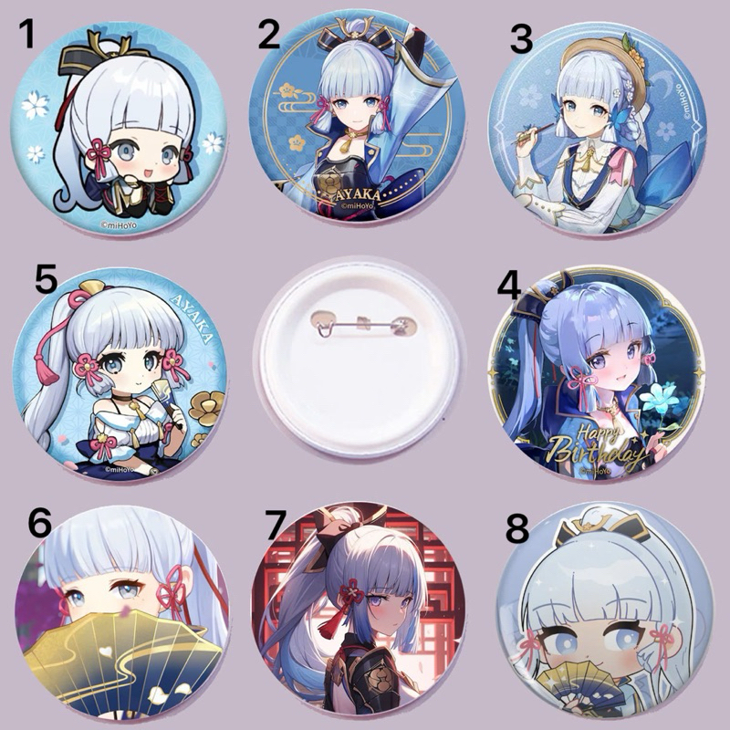 ghim cài Kamisato Ayaka Genshin impact 3 cái khác nhau/ huy hiệu hình Kamisato Ayaka