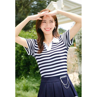 Áo len kẻ sọc cộc tay