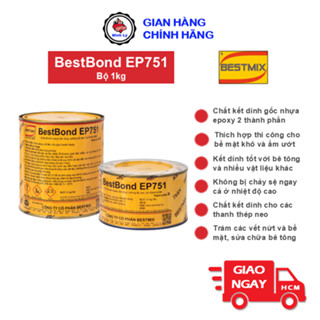   Hỏa Tốc HCM  Bộ 1kg Keo Cấy Thép BestBond EP751 Bestmix Epoxy Kết Dính Cường Độ Cao Sikadur 31 Sika 