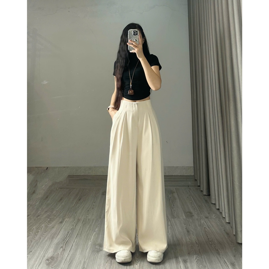 Quần dài ống rộng Hari chất Gold form suông rộng | BigBuy360 - bigbuy360.vn