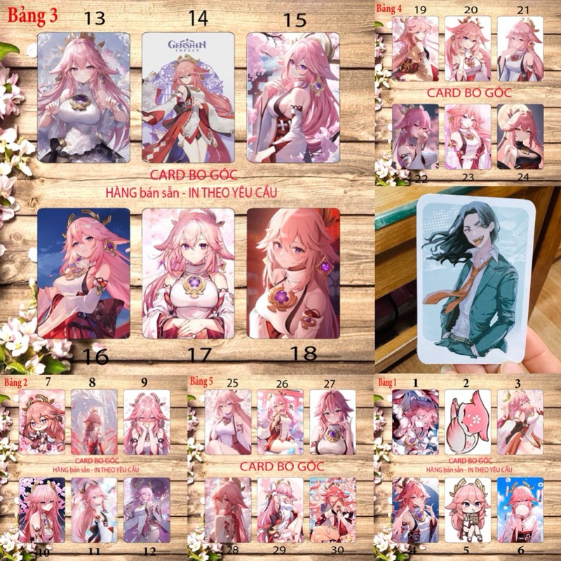 Card Yae Miko Genshin impact 6 card bo góc khác nhau/ ảnh card bo góc Yae Miko Genshin impact