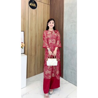 Áo dài gấm Thái Tuấn 2 da cao cấp in hoạ tiết 6D AD923 NOKA