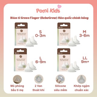 Núm ti bình sữa Green Finger BebeGrow Hàn quốc, núm ty 2 van thoát khí (lắp vừa bình moyuum , tovi , ubmom, pigeon...)