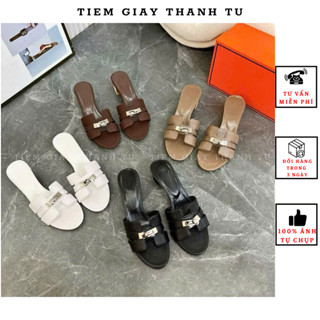 (777) Guốc khóa ngang da sần gót gỗ cao 5p fullbox QCCC