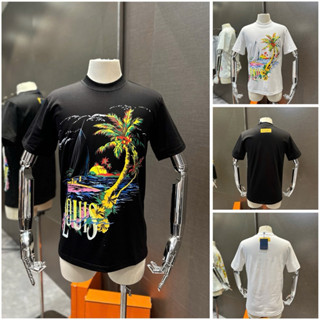Áo Phông Nam LV In Hình Cây Dừa Sắc Nét, Chất Coton Dày Dặn, Tay Ngắn, From Thể Thao Cao Cấp