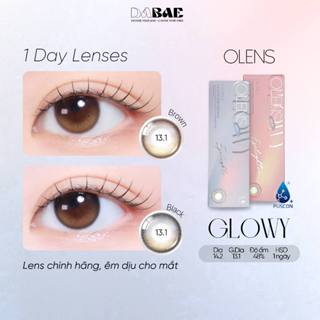 Kính áp tròng 1 ngày Glowy Black/Brown lens chính hãng OLENS