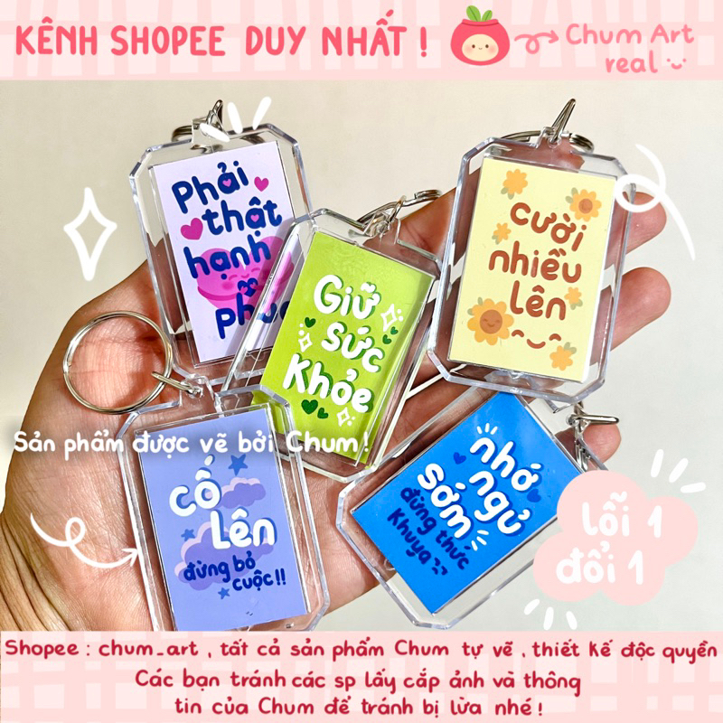 CHÍNH CHỦ Móc khoá lời nhắn nhủ an ủi động lực treo cặp sách, chìa khoá có lớp seal