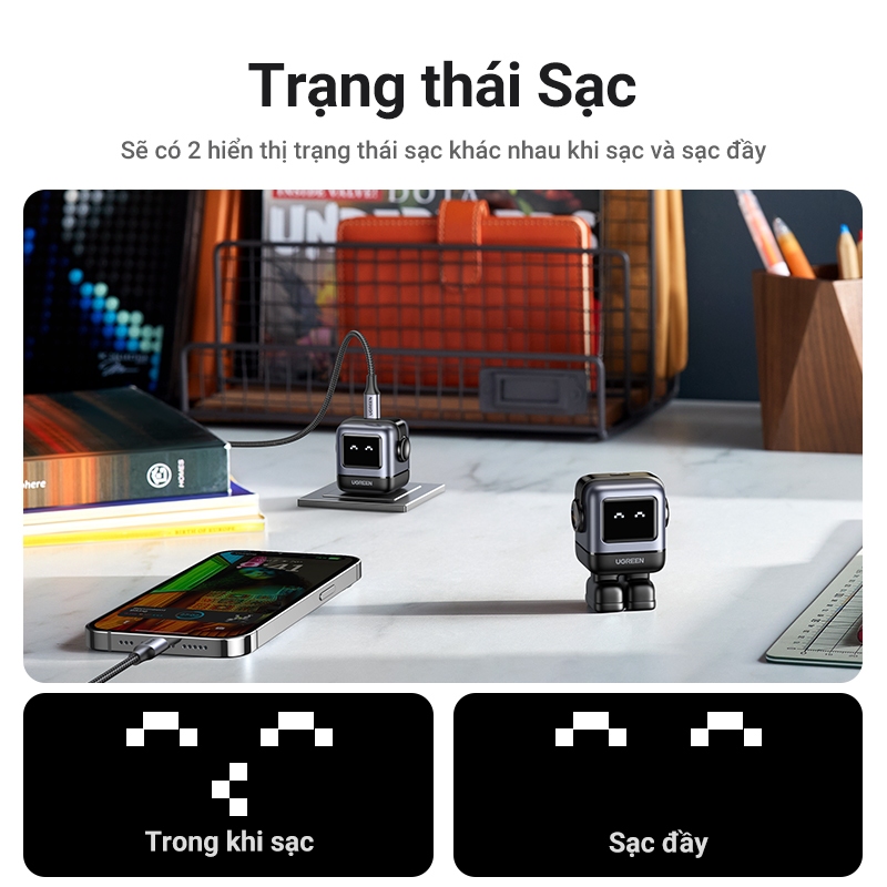 UGREEN Củ sạc nhanh Uno 30W RoboGaN cho iPhone 17 16 15 14 Pro Max iPad Samsung Huawei,Charger 15550 30W Black | BigBuy360 - bigbuy360.vn