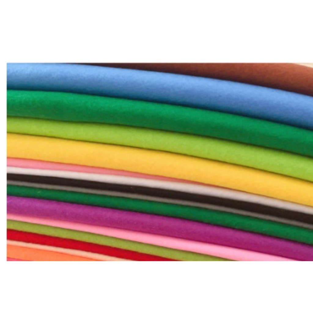 Combo 25 màu tấm vải nỉ, vải dạ mầm non làm đồ handmade