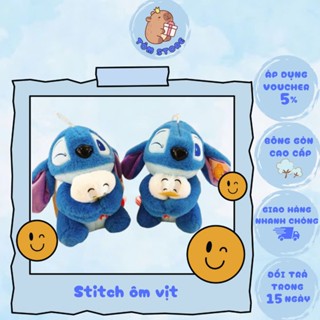Gấu Bông Stitch Xanh Ôm Vịt – Mẫu Mới Siêu Cấp Đáng Yêu