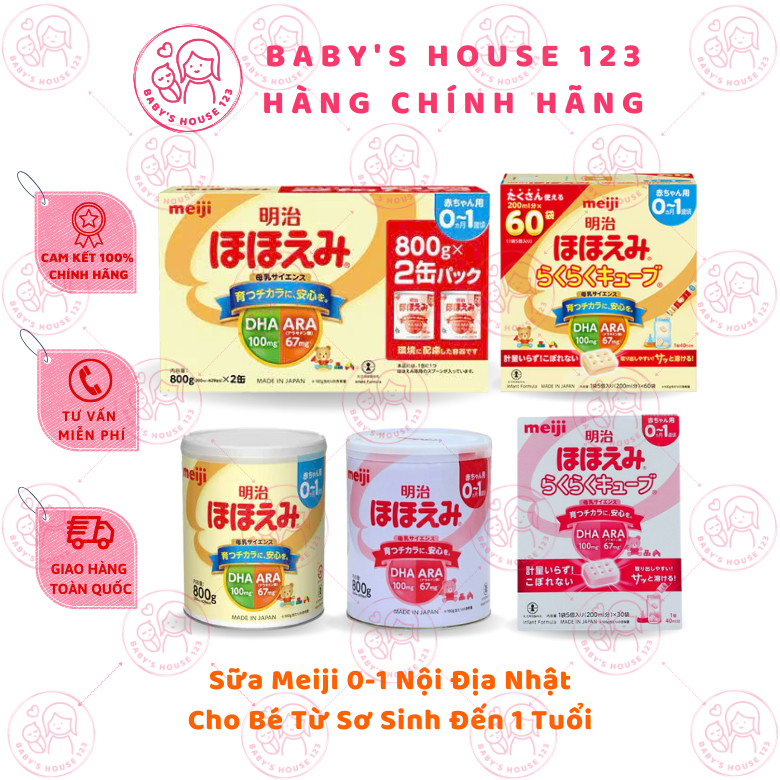 CHÍNH HÃNG] Sữa Meiji 0-1 - Meiji Hohoemi Milk Nhật Bản - Hộp 800g – Dành cho bé từ sơ sinh đến 12 tháng – Mẫu mới 2025