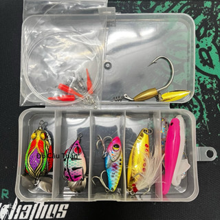  Combo Hộp Mồi Câu Lure 5 Mồi Đủ 3 Tầng Nước Đa Dạng Địa Hình- Leader YGK,Toman Ve Sầu,Chado H1 MiniThìa Lượn,Cá Sắt 