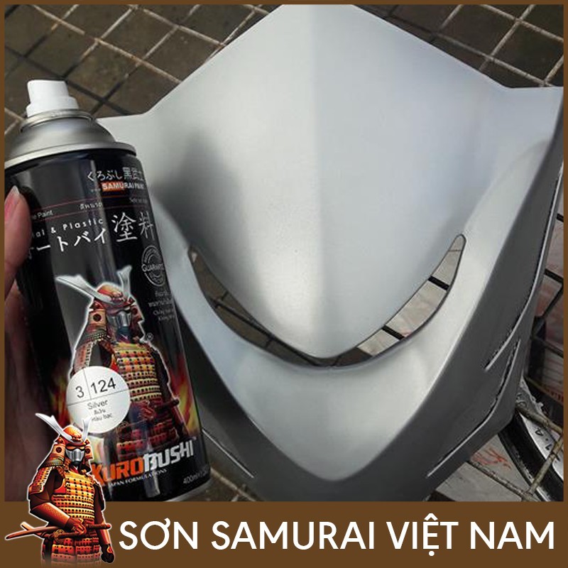Sơn xịt xe máy Samurai màu Bạc nền - SAMURAI 124 (400ml)