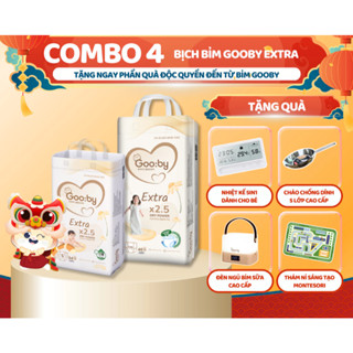 (Tặng Quà) Combo 4 Bịch Tã/bỉm quần dán Gooby EXTRA /Premium Ngày Đêm đủ size M/L/XL/XXL - Simgphone