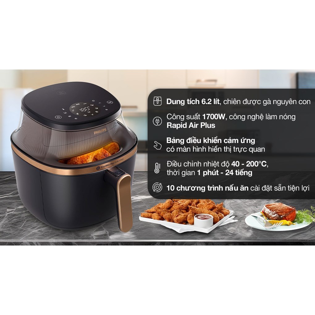 Nồi chiên không dầu Philips NA332/00 6.2 lít - Hàng chính hãng - Bảo hành 24 tháng