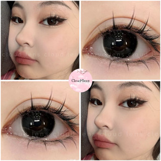 Kính áp tròng lens đen baby giãn vừa 14.2mm long lanh to tròn Bom black có cận và cận lệch 0-10 độ