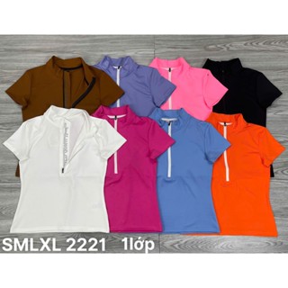 Áo Thun Thể Thao Nữ LIFE SPREE Tay Ngắn Cổ Cao Khoá Kéo Vải Thun Co Giãn Tốt Chơi Tennis, Cầu Lông, Pickleball