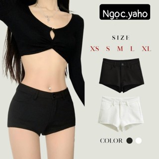 Quần Short Nữ Ngắn Cạp Thấp 4 Túi Màu Đen Trắng Quần Ôm Đùi Quần Đùi Ngắn Cạp Trễ Co Giãn 4 Chiều Vải Umi Hàn Dày Dặn