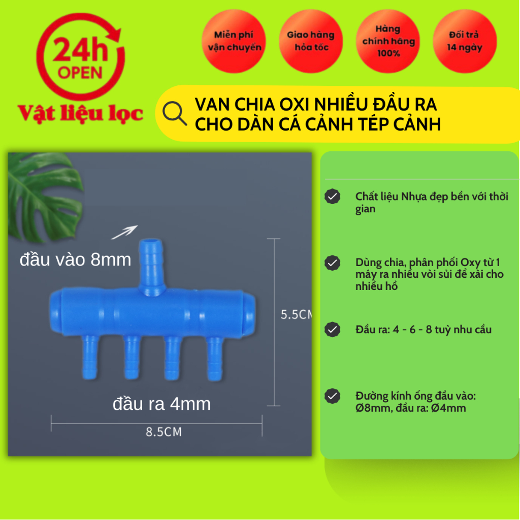 Van Chia Oxi Nhiều đầu ra cho dàn cá cảnh tép cảnh