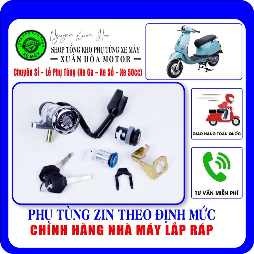 Bộ khóa điện Vespa PansyX 50cc/ Vespa Pansy Dibao/ Vespa Dibao 50cc (Bộ sản phẩm gồm: Khóa điện, Khó