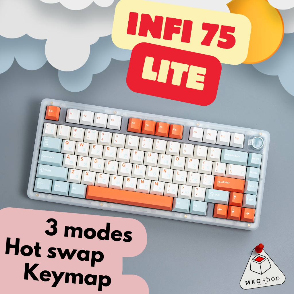 Bàn phím cơ INFI 75 LITE - 3 modes kết nối - núm xoay âm lượng - bàn phím tốt nhất tầm giá