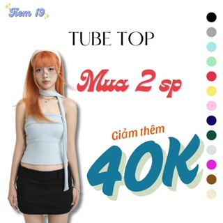 Áo ống (có mút ngực), áo cúp ngực chất thun bo gân co giãn Crop On Top
