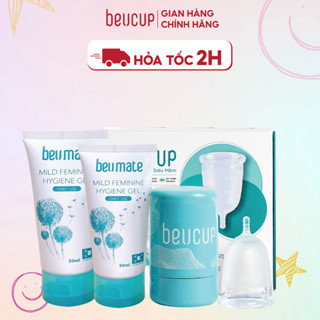 Combo 1 Bộ Cốc Nguyệt San BeUcup Silicol Siêu mềm và 1 Dung Dịch Vệ Sinh CNS Beumate