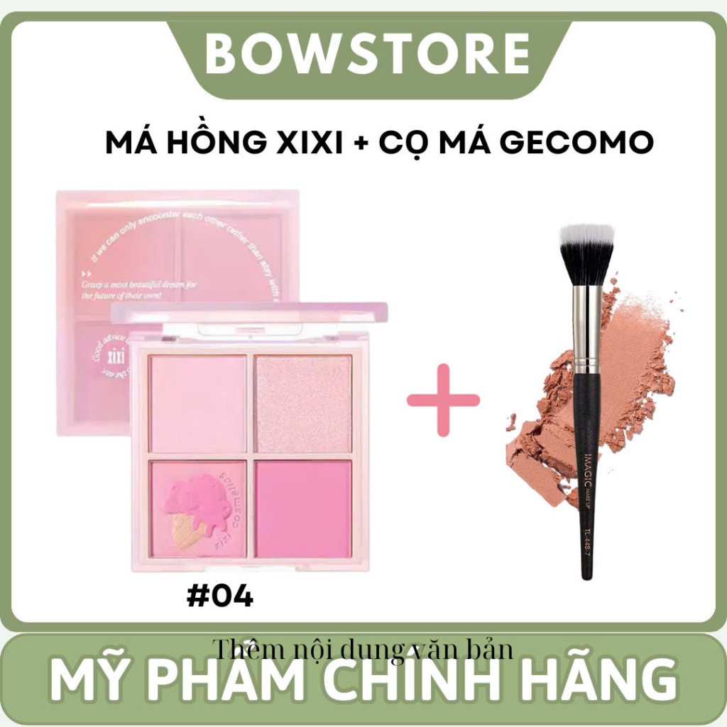 [ HOẢ TỐC] COMBO DEAL SỐC GIÁ HỜI XIXI Bảng Má Hồng và Bắt Sáng 4 Ô + Cọ Má Hồng Gecomo BOWSTORE