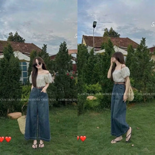 Quần jeans lỡ ống rộng gấu to dáng nấm (~ 85cm)