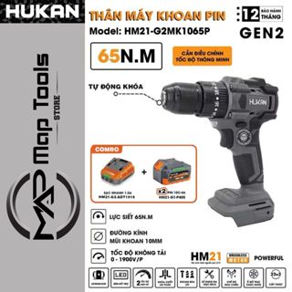 HUKAN Thân Máy Khoan Pin 10MM HM21-G2MK1065P Lực Siết 65N.m 3 Chức Năng Động Cơ Không Thổi Than Đầu Kẹp Khóa Tự Động