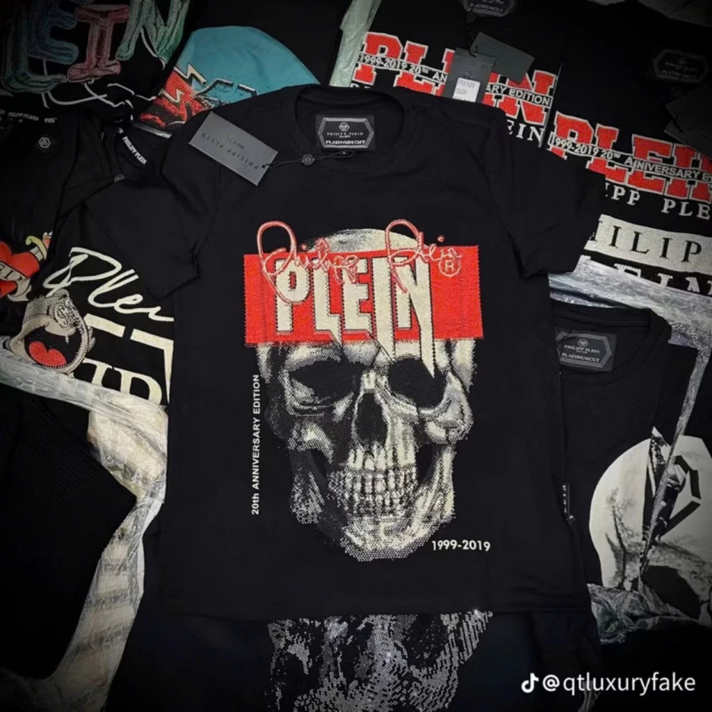 [TS-] Áo Thun Đá Đầu Lâu Chữ Đỏ Plein. Áo Phông Đầu Lâu Chữ Đỏ Plein Unisex Nam Nữ #Hot #2025