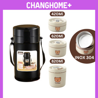 Hộp cơm giữ nhiệt BÌNH Ủ ChangHome INOX 304 size hộp cơm 820/620/420ml INOX 304, giữ nhiệt 9-12h, chống tràn