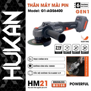 Máy mài pin HUKAN AGS6400BL  2 pin 15cel động cơ không chổi than mạch 3 tốc độ