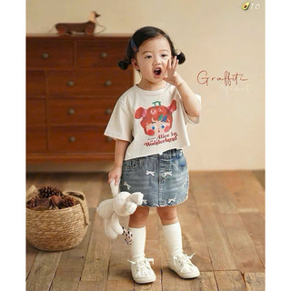  MỘC BABY STORE SÉT BỘ MO VÁY JEAN NƠ THÊU KÈM ÁO COTTON BÉ GÁI 10-30kg 
