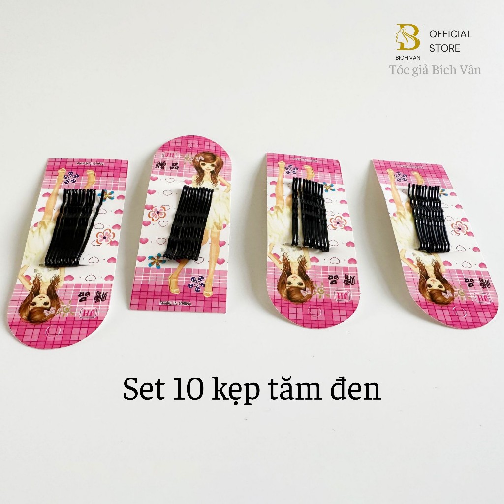 Kẹp tóc tăm đen , set 10 kẹp tăm đen cài tóc