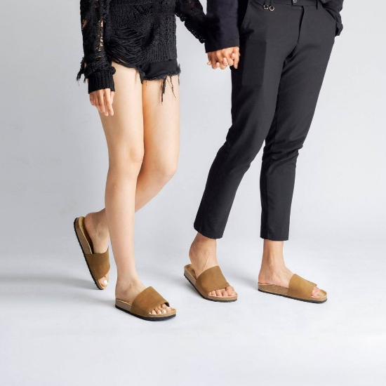 [DA BÒ THẬT] D05-Dép đế trấu BIRKEN da bò thật quai ngang Birken Bioline Unisex (Đế trấu)