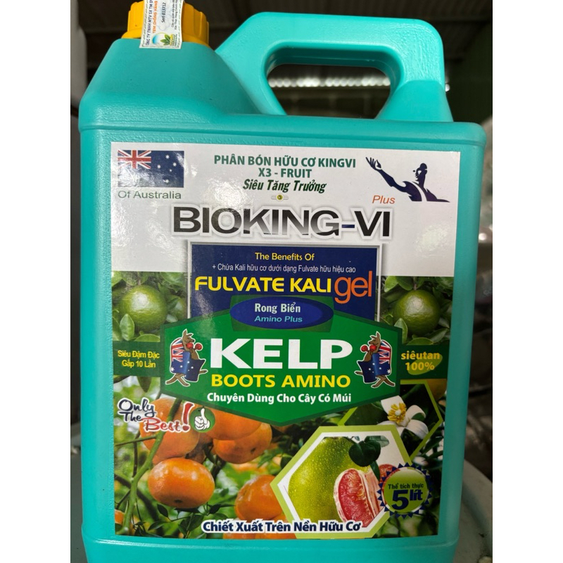 BioKing-Vi 5L Roots Amino Kelp Rong biển Xuất Xứ Úc: Hạ phèn, nâng PH, Đi đọt, Lớn trái nhanh nặng k