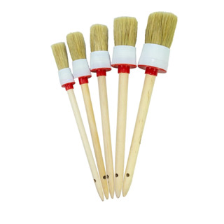 Bộ cọ lông heo 5 cây cán gỗ loại xịn vệ sinh xe máy oto , Cọ bút rửa xe loại tốt