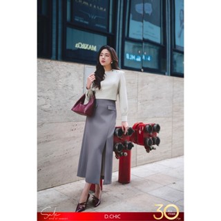 D.CHIC Chân váy suông cạp liền xẻ trước form cạp trễ  MS: 3821017