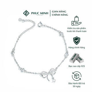 Lắc tay bạc nữ PMJ vòng tay nơ treo hạt đá nhẩy lấp lánh PMJSL0293 Phúc Minh jewelry