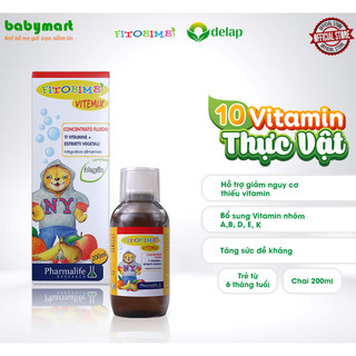 Pharmalife Fitobimbi VITEMIX nguồn Vitamin dồi dào cho bé, Chai 200ml